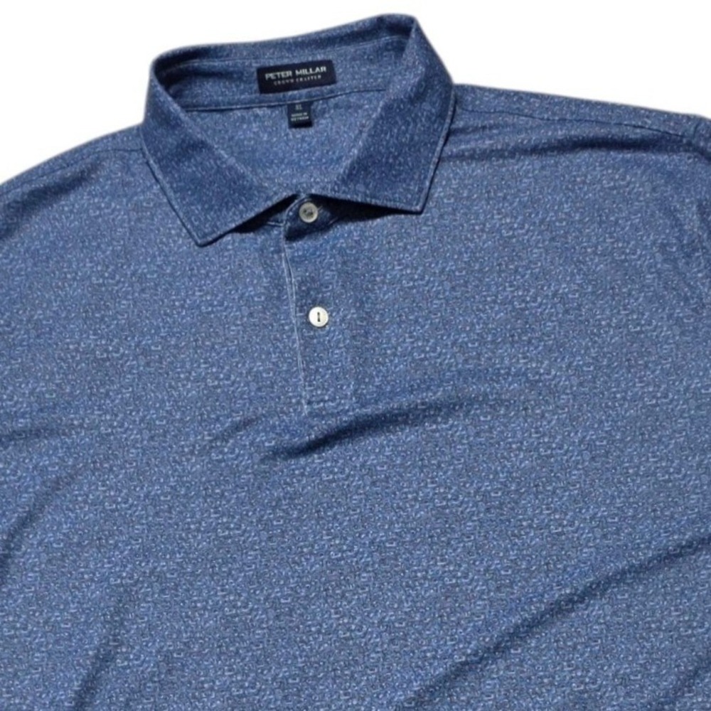 Peter Millar Crown Crafted Polo Shirt Mens XL Blue Polyester The Broadmoor Golf